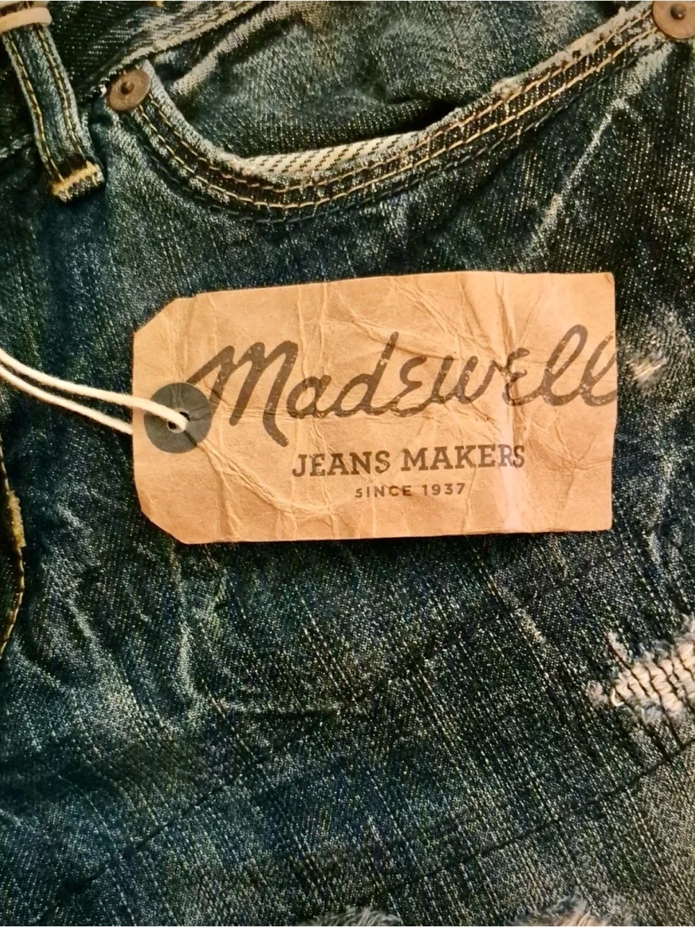 Madewell NWT Distressed Patchwork Denim Bermuda Shorts Size 26